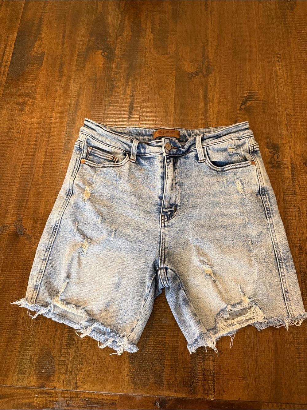 Judy Blue Light Blue Distressed High-Rise Jean Shorts size L